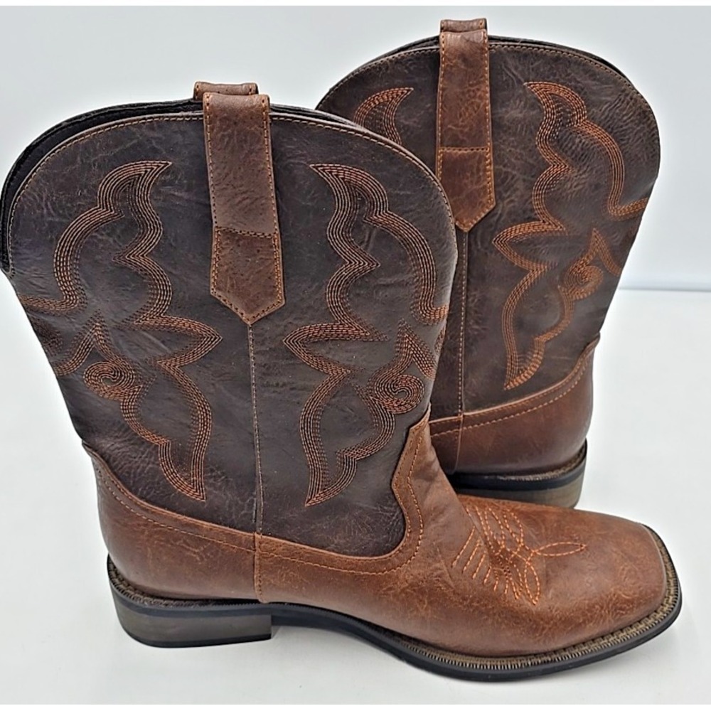 Men's Western Ranchwear Country Rodeo Square Toe Two Toned 11 - Picture 5 of 9
